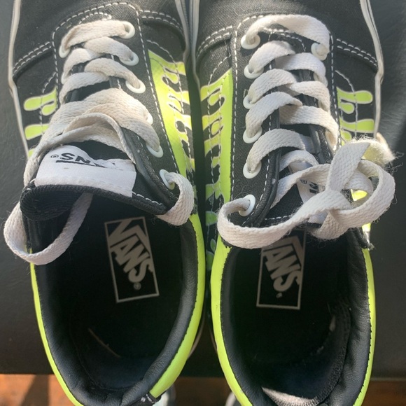 VANS ERA Glow in the Dark Black PAINT DRIP Neon Green Skate Shoes YOUTH SIZE 2 - Picture 3 of 7
